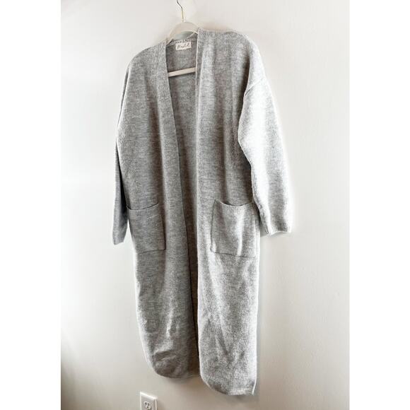 Marled Long Sleeve Open Duster Cardigan Sweater Gray Medium - Picture 8 of 9
